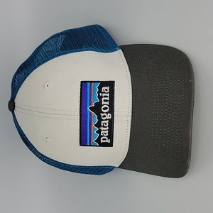 Patagonia P-6 Mountain Logo Trucker Hat Grey Teal Blue